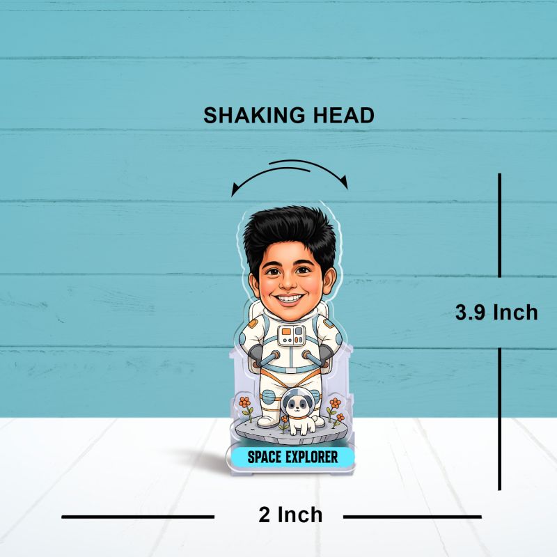 Astronaut Bobblehead Figurine Solar Powered with Moving Head Feature for Car Dashboard Decor Gift for Astronaut Fans & Car Lover